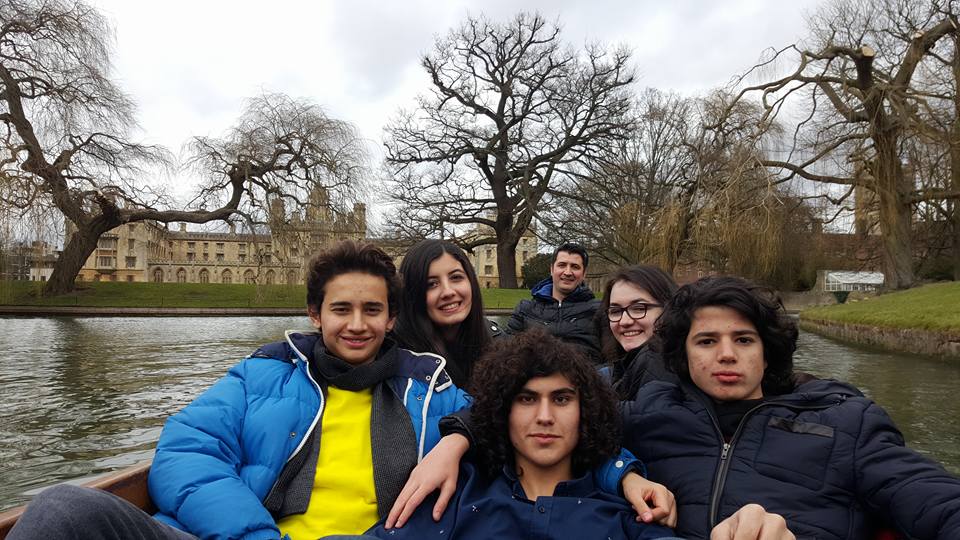 Students on an educational tour in Cambridge