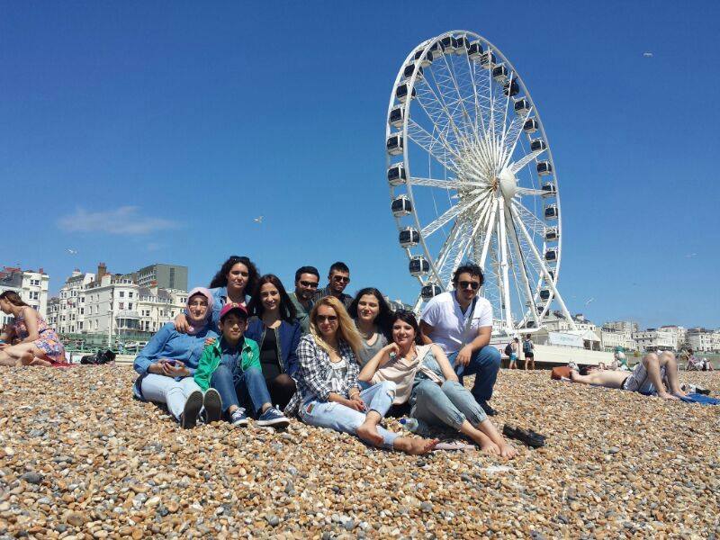 Students at Brighton beach